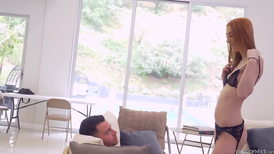 Redheaded hottie gets ready for her big sex scene