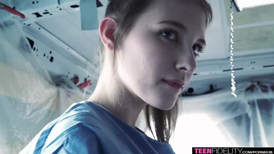 Young nurse resurrects a guy by jerking his cock