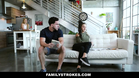 Sporty blonde girl getting dominated by her bro