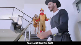 Stepfamily orgy after a quick Thanksgiving dinner