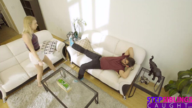 Doggy style fucking for a young blonde by a stud