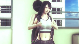 Tifa Lockhart huge udders pecs touch from behind kissing and pussylicking to reach orgasm anger- three dimensional pornography sfm toon