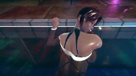 Pulverizing beautiful doll with yam-sized joy bags in the pool with my ample beef whistle until she jizzes trio dimensional porn