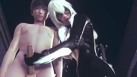 Cat Doll in Gotham City anger(Black Catwoman)wrath arm job with money-shot trio dimensional animation