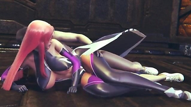 Makai Kishi from taimanin asagi 3 smash her cock-squeezing lil'fury snatch in spooning  firm to make her climax on a floor fury-anger trio dimensional sfm toon