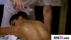 Well-Lubed Big-Titted Dark Haired Takes It anger on the Massage Table