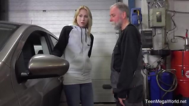 anger-n-Youthful.com -anger Daniela C -rage Light-Haired gets a exclusive service in the garage